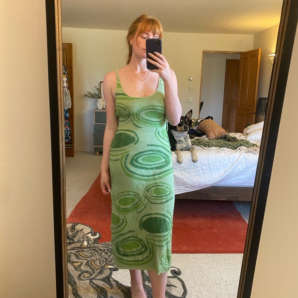 House of Sunny Green Hockney Midi Dress Size 6